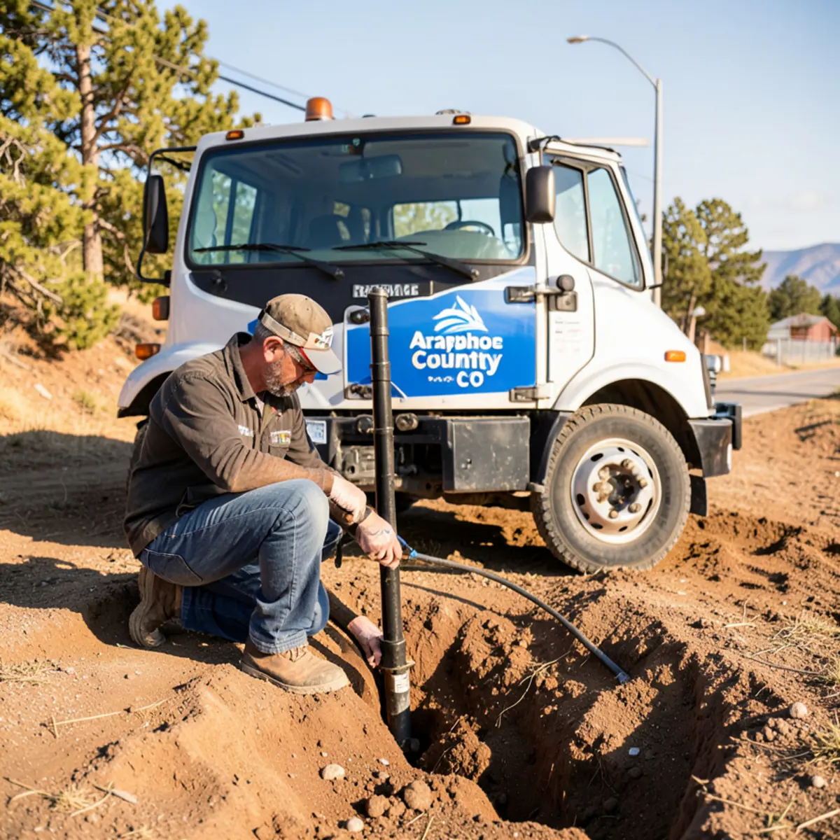 Arapahoe County sewer repair - sewer repair worksite