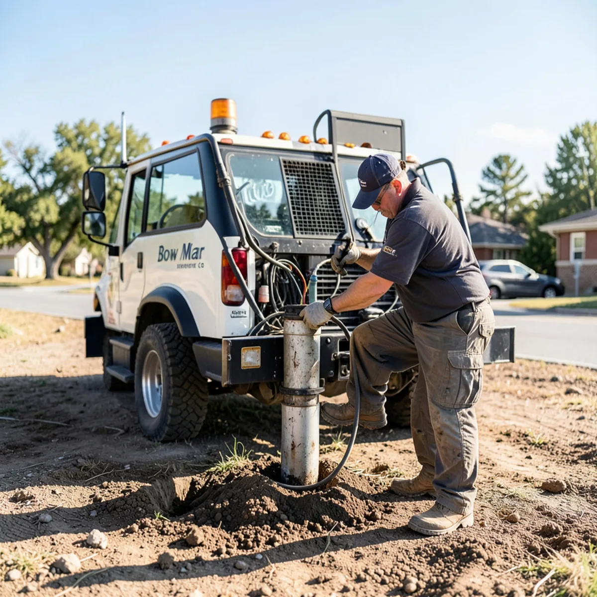 Bow Mar sewer repair - sewer repair worksite