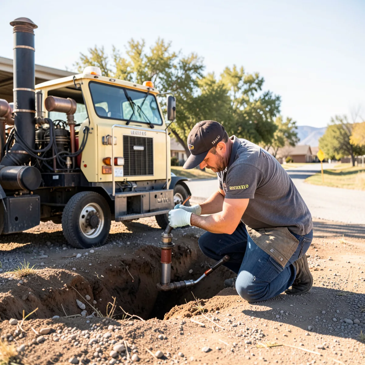 Columbine Valley sewer repair - sewer repair worksite