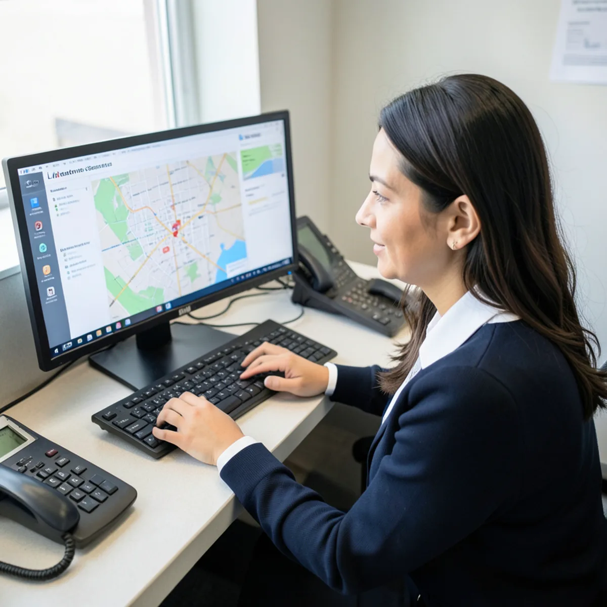 Dedicated service coordinator answering calls at a dispatch desk with Littleton 