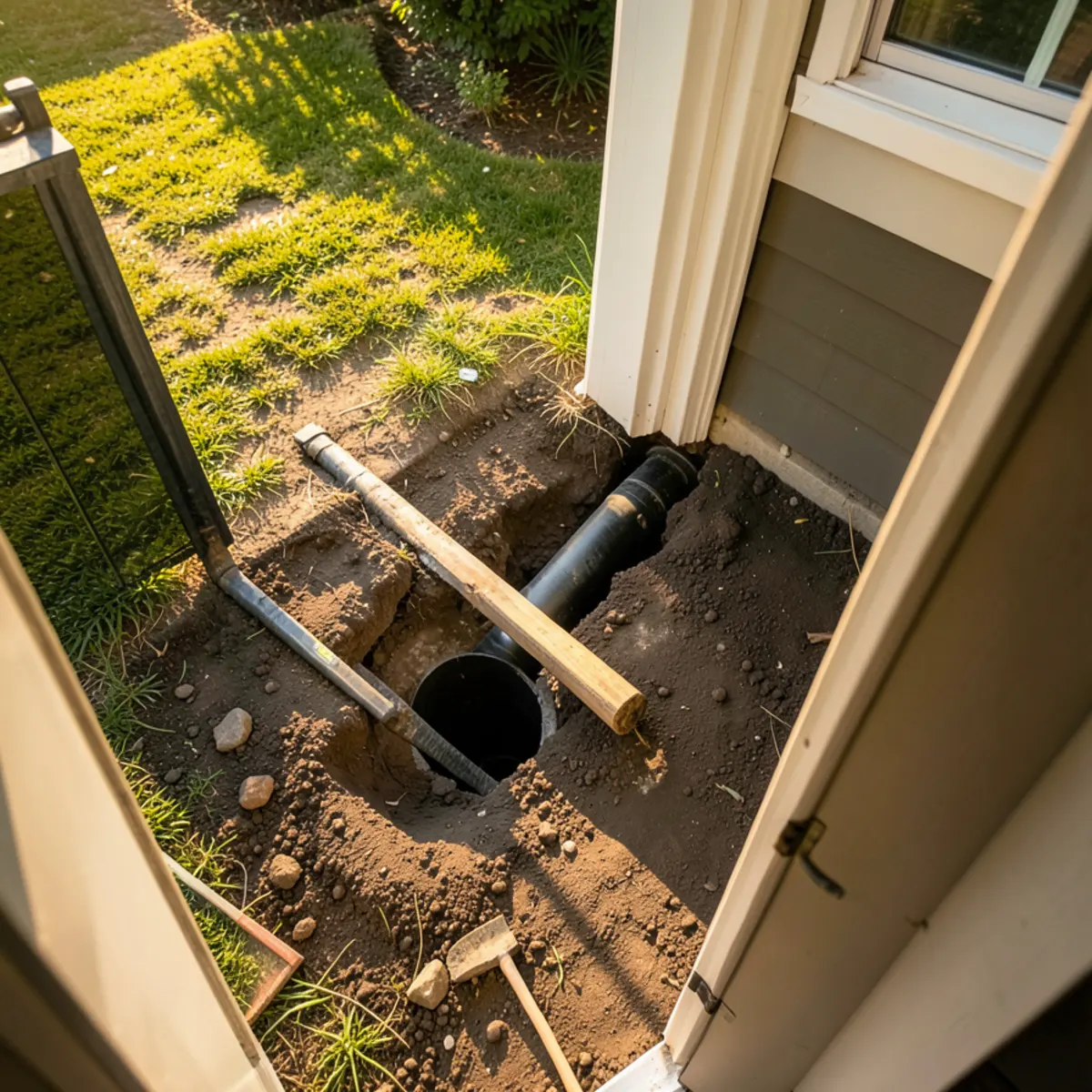 Broken sewer pipe repair in Littleton, CO - completed worksite restoration