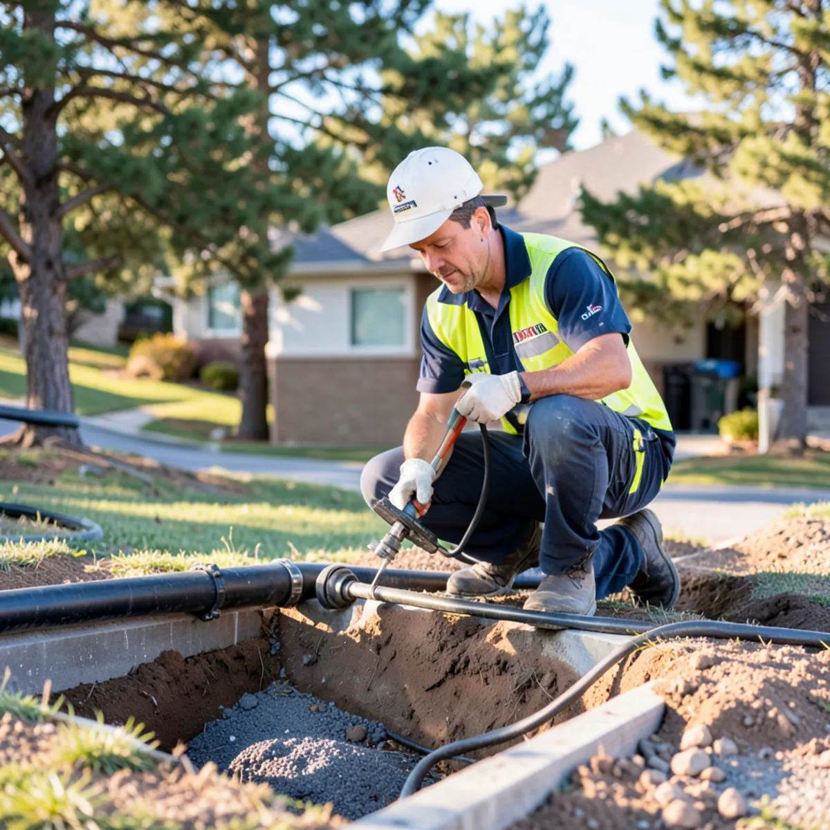 Sewer drain line repair in Littleton, CO - equipment operation process