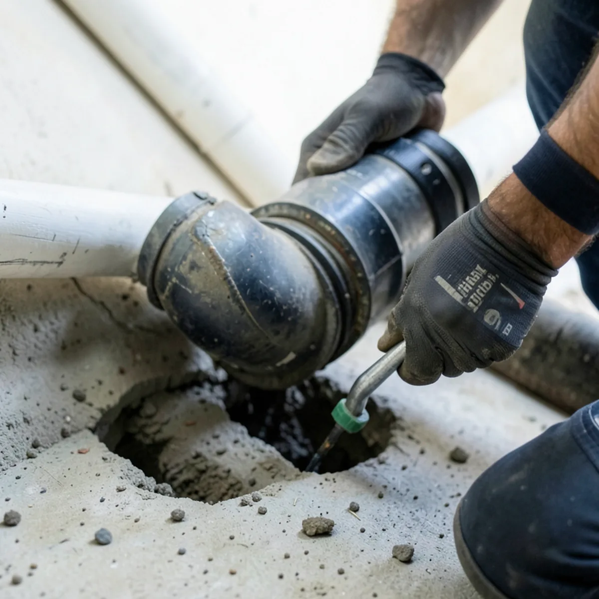 Sewer leak & sewer gas detection in Littleton - diagnostic inspection step