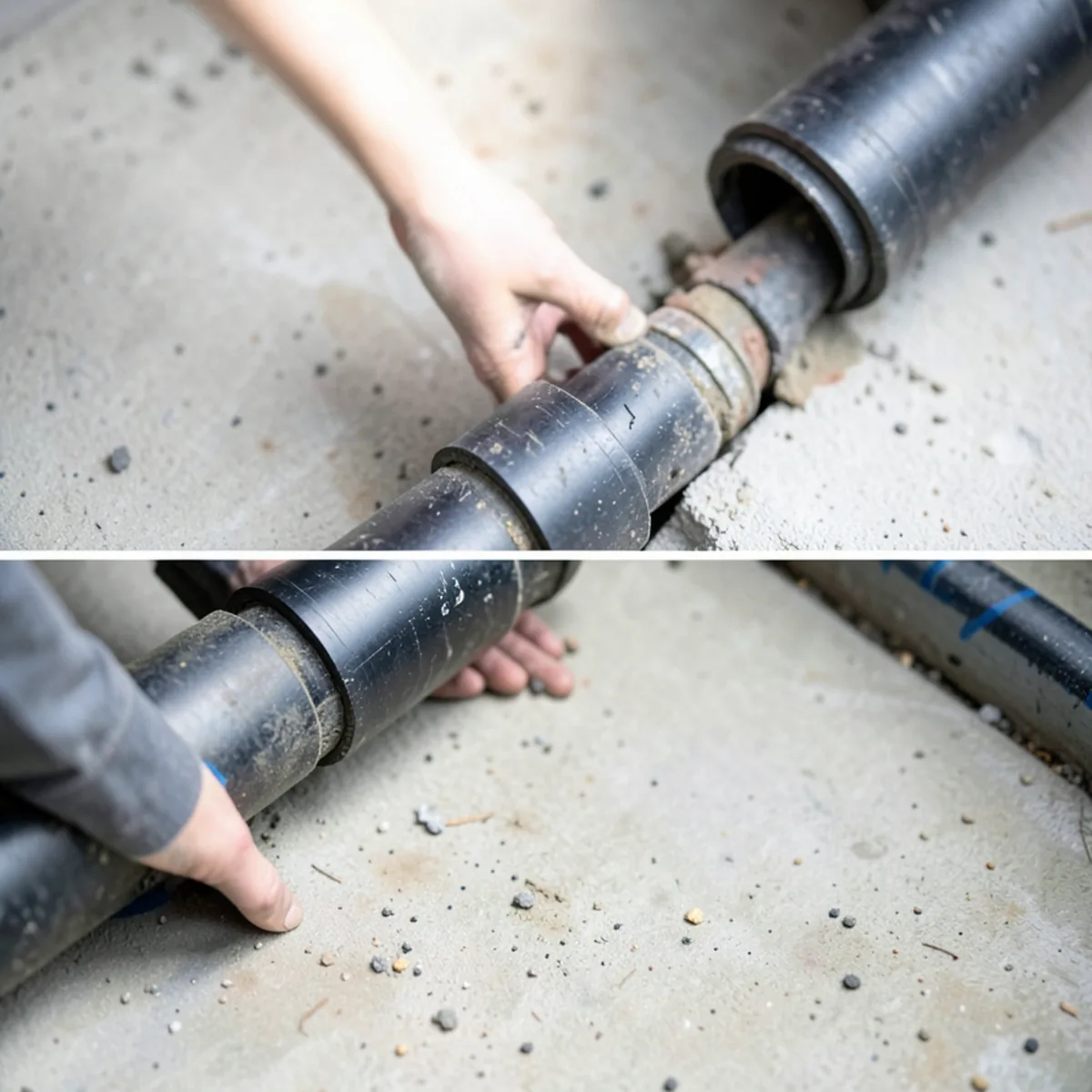 Offset & bellied sewer pipe repair, Littleton CO - diagnostic inspection step
