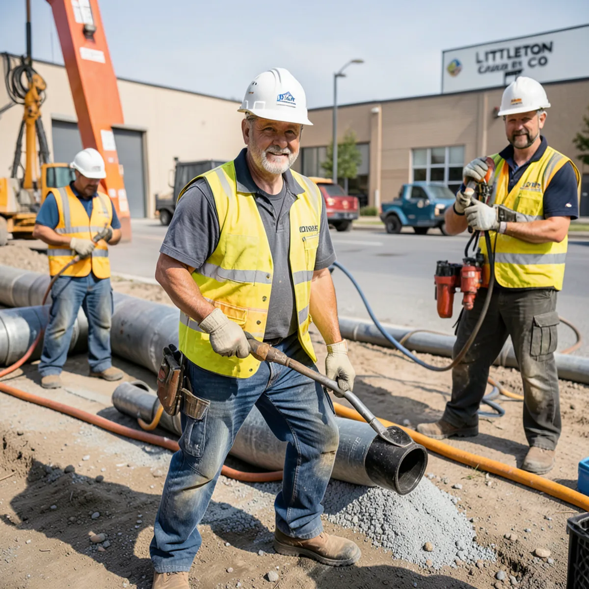 Offset & bellied sewer pipe repair, Littleton CO